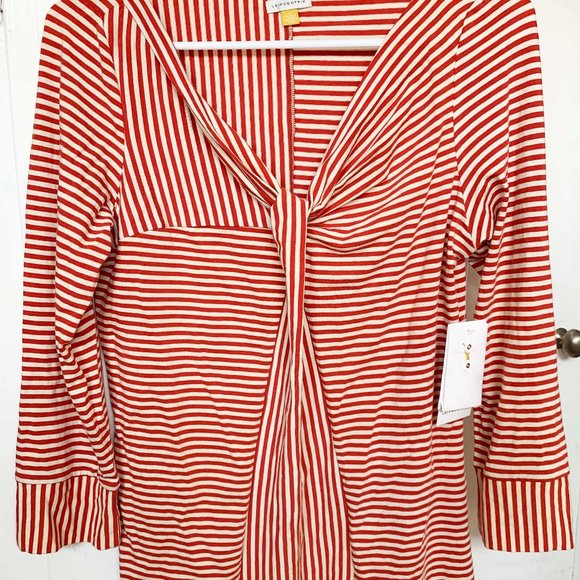 Totally NEW Leifsdottir red and beige striped shirt, Size M - Picture 1 of 7